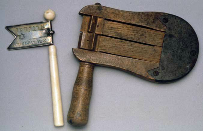 Purim Noisemaker: [76.270]: (Europe, n.d.); and [78.37]: (Germany, 19th century)