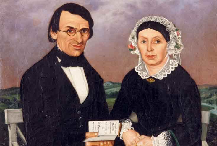 J. Eberhart portrait of Isaac and Jette Levison, 1857